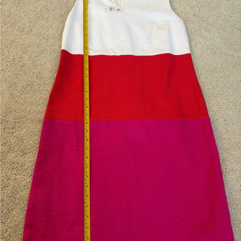 Talbots Red, Pink, and White Color Block Women’s Textured Dress Sz 6P - Picture 4 of 8